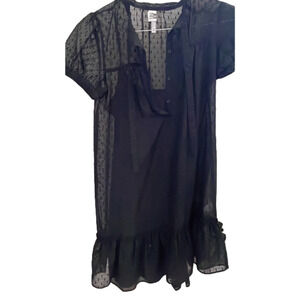 🌿Playful black dress 3-button tie front🌿